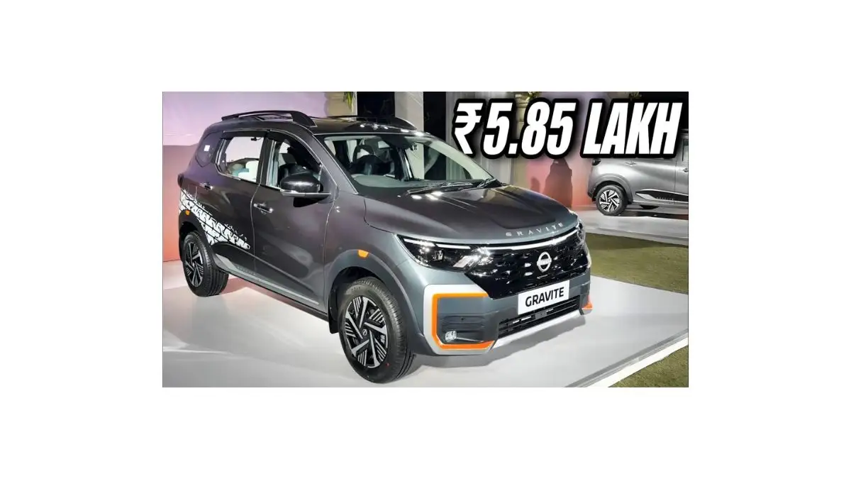 Nissan Gravite 2026 7-seater MPV front view with bold grille and LED headlamps in India