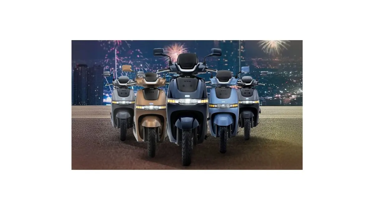 TVS iQube 2026 electric scooter front view with LED headlamp and smart digital display